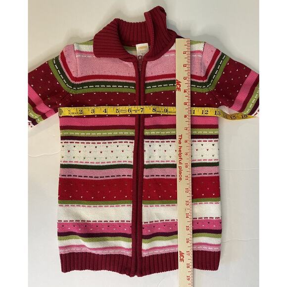 Gymboree Girls Fair Isle Colorful Zip Cardigan Sweater Size S 5-6 - Picture 7 of 10